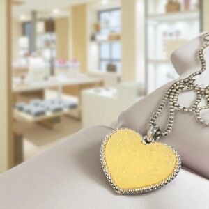 Lia Sophia Yellow Heart Necklace Large stone jewelry designer long sweetheart
